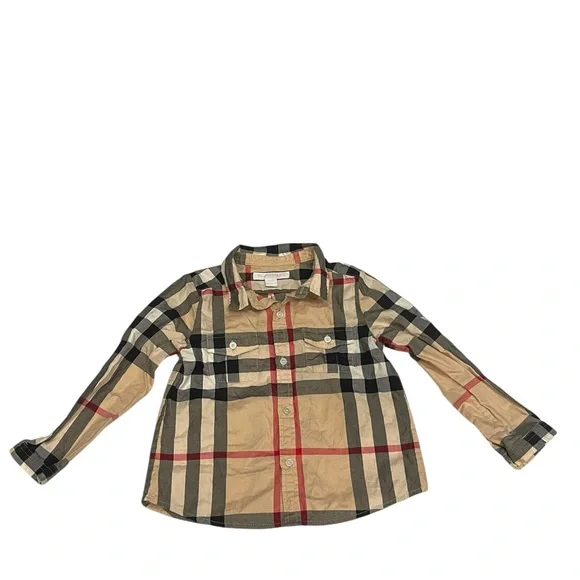 Burberry Kids Tan Plaid Shirt Size:2Y - Picture 1 of 6
